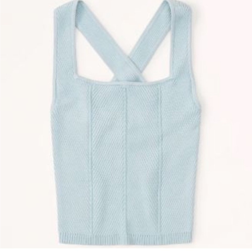 Abercrombie sweater tank cross back light blue